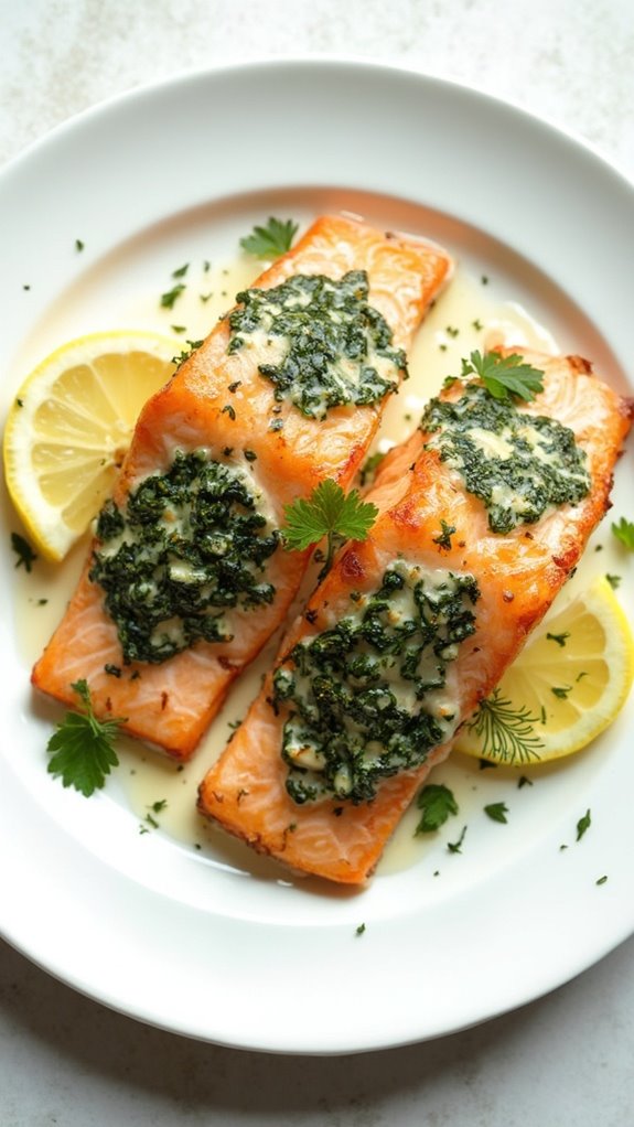 creamy salmon with spinach