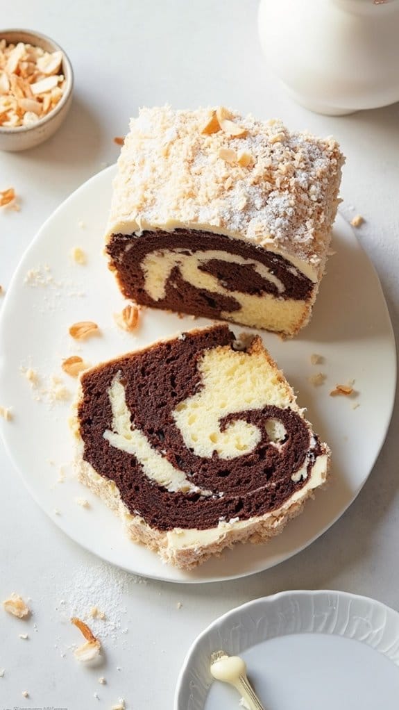 decadent coconut marble cake