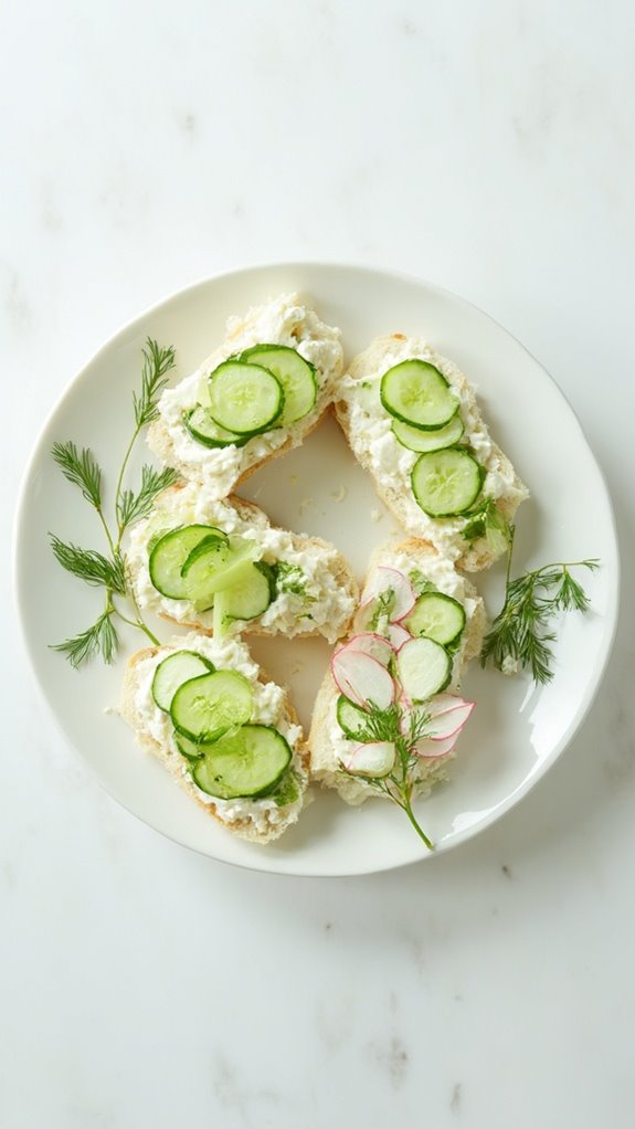 delicate cucumber finger sandwiches