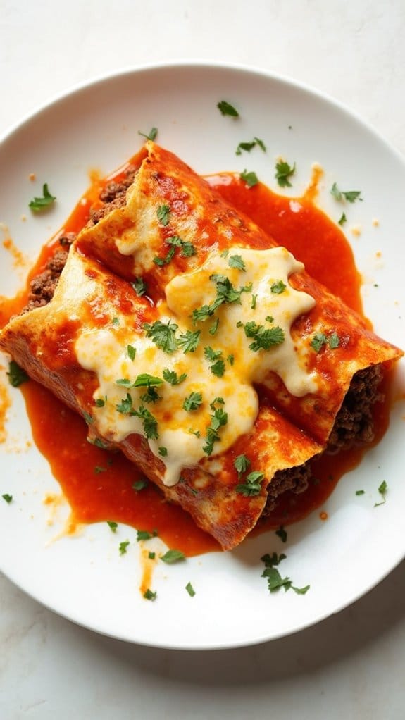 delicious cheesy beef enchiladas