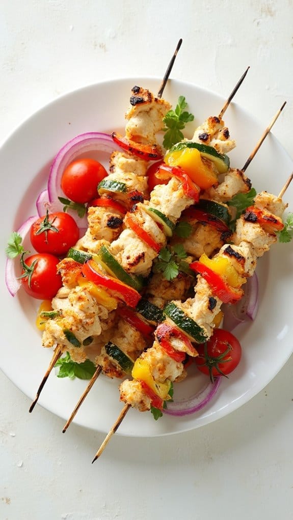 grilled chicken vegetable skewers