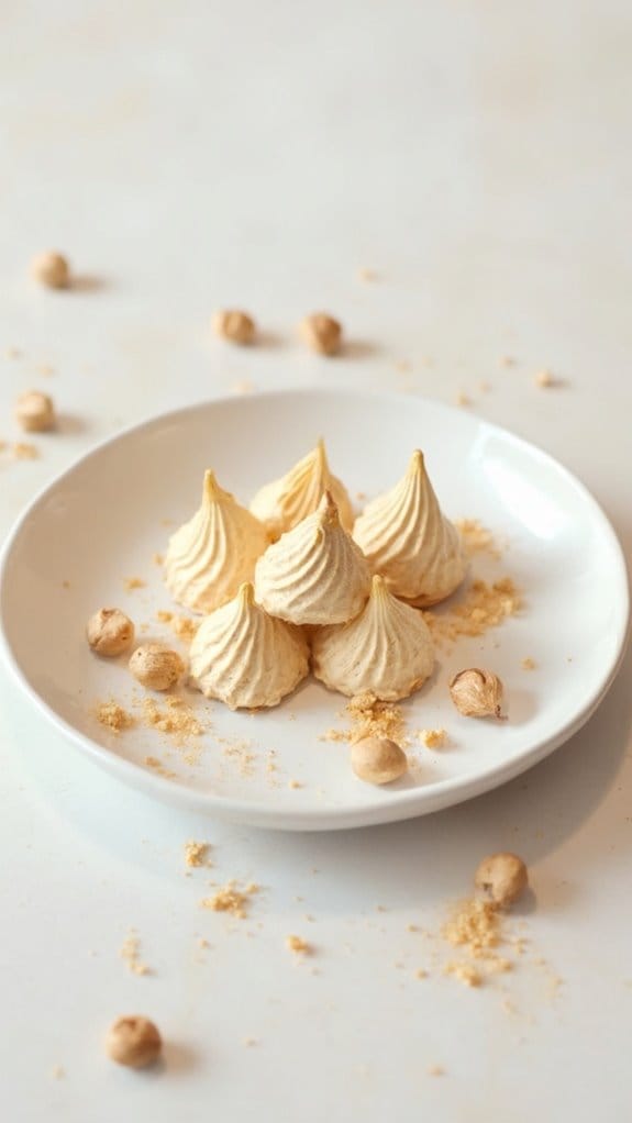 hazelnut flavored meringue cookies