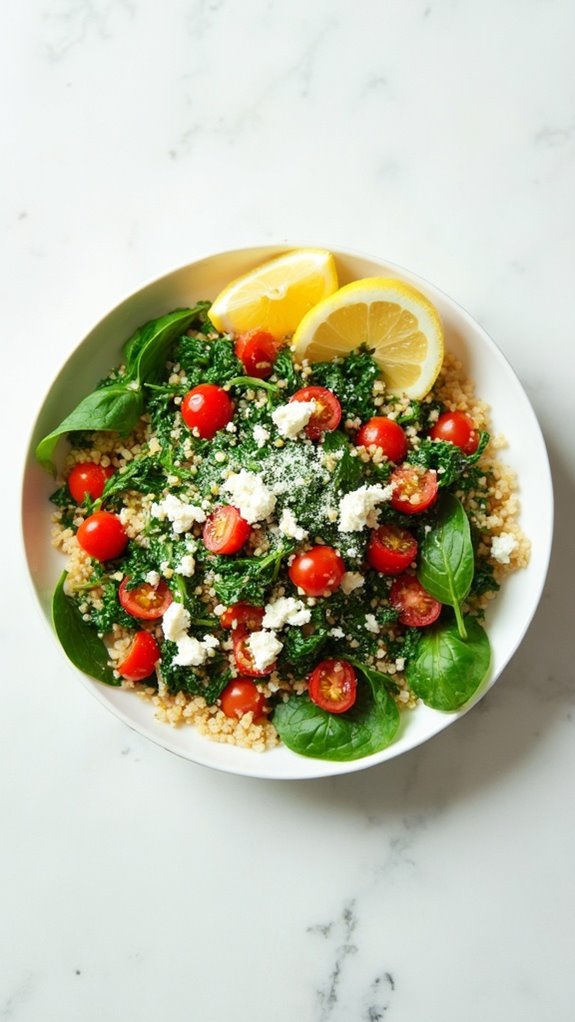 healthy quinoa spinach dish