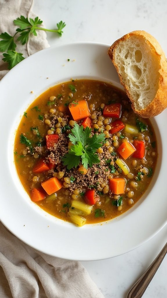 hearty nutritious lentil soup