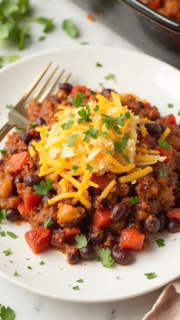 hearty vegetarian chili bake