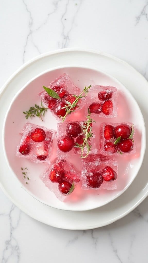 herb infused fruit ice cubes