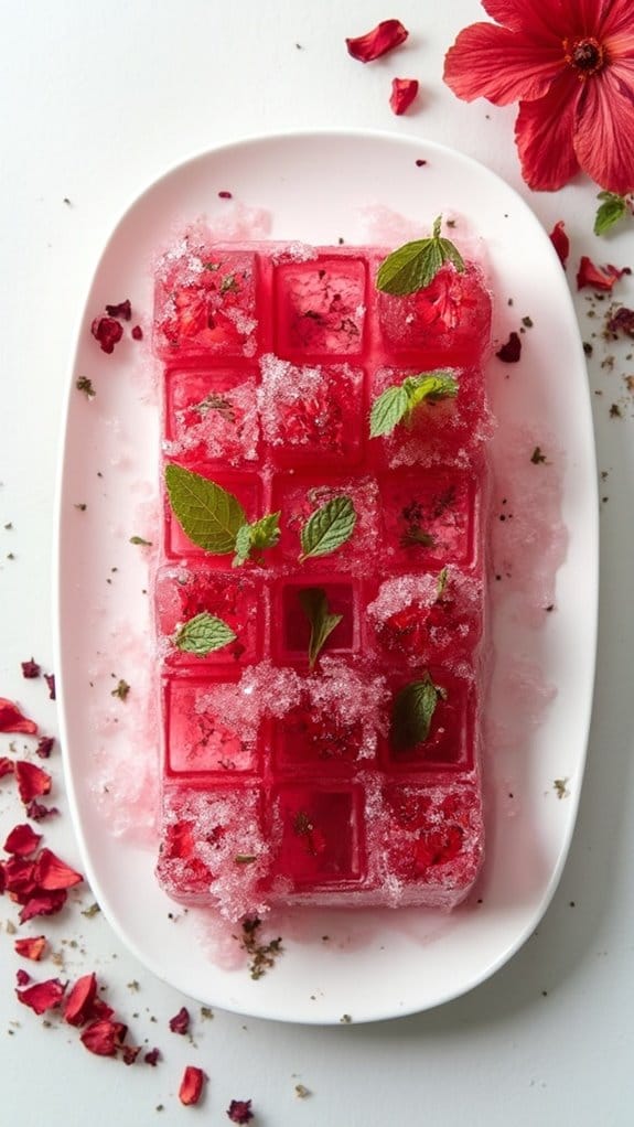 hibiscus infused ice cubes