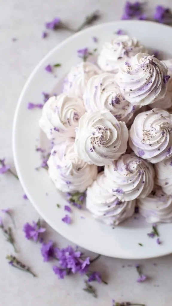 lavender flavored sweet meringue cookies