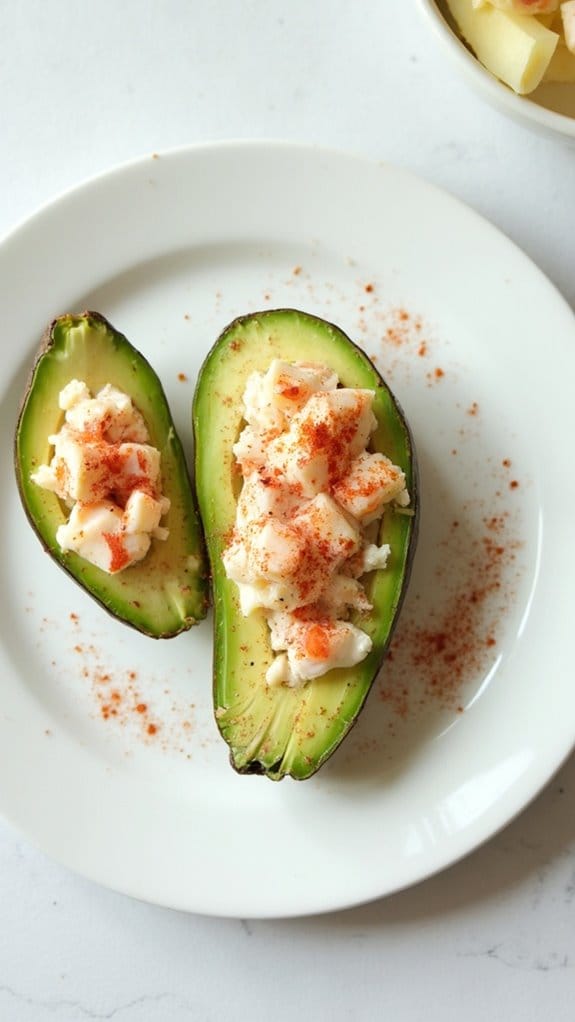 lobster filled avocado halves