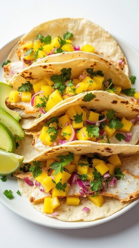 mango salsa fish tacos