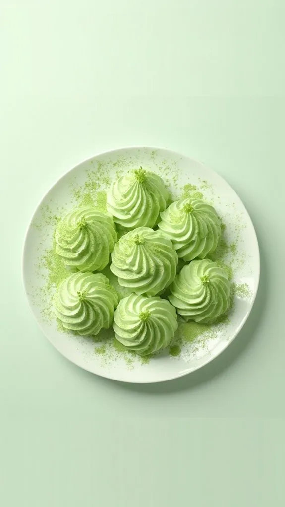 matcha infused meringue cookies