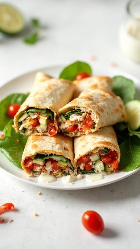 mediterranean inspired chicken wraps