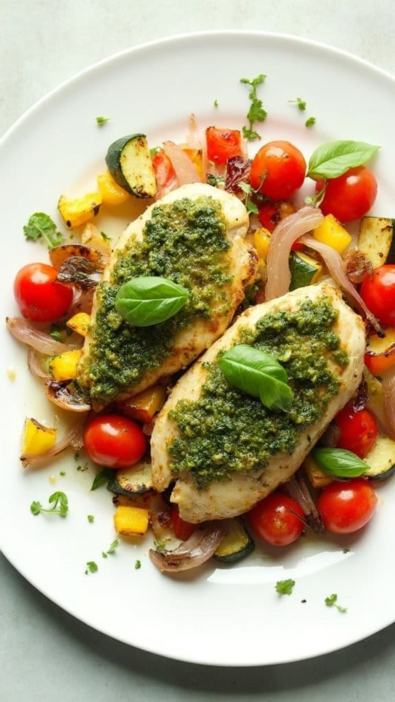 pesto chicken with vegetables