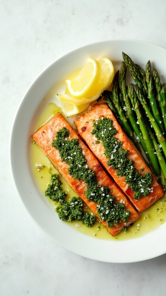 pesto salmon and asparagus