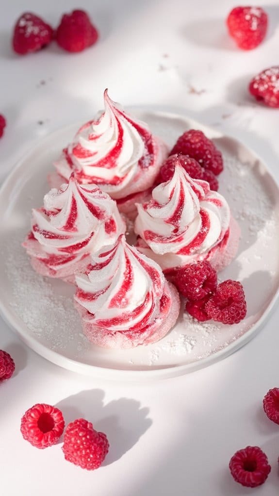 raspberry flavored meringue cookies