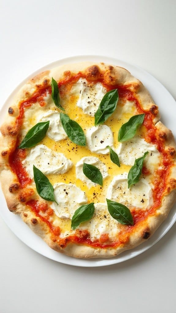 ricotta pizza topped basil