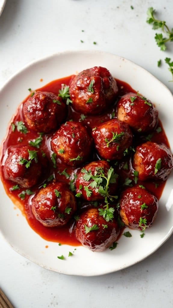 savory cranberry glazed meatballs