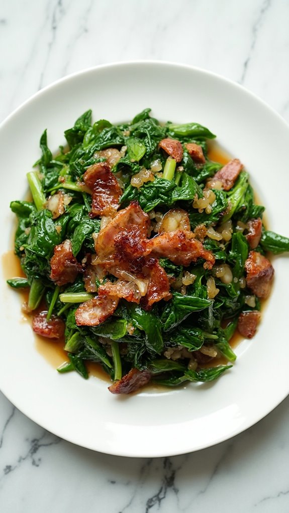 savory greens with bacon