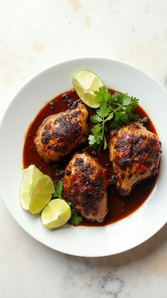 savory mole chicken thighs