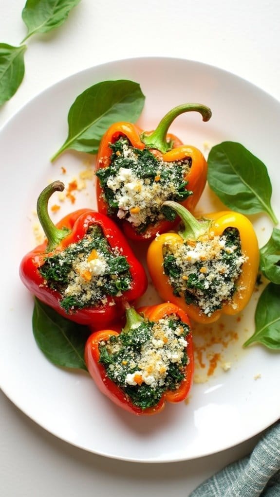 savory spinach feta peppers