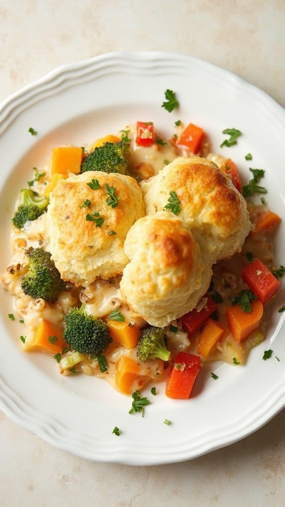 savory vegetable biscuit bake