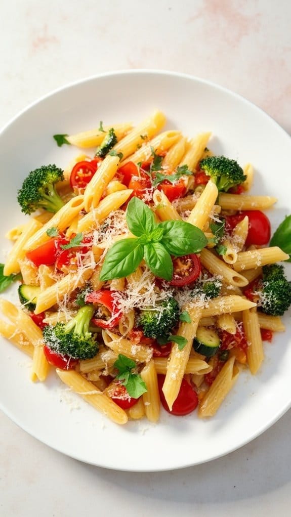 seasonal garden pasta dish